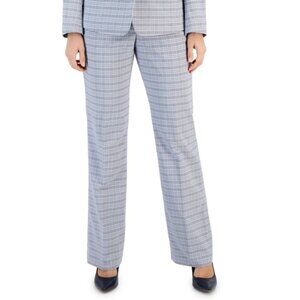Le Suit Womens Classic Plaid Mid Rise Dress Pant White Black Size 10P Defected